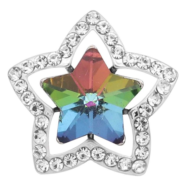 20MM star snap Silver Plated with  Multicolor  Rhinestone charms KC9385 snaps jewerly