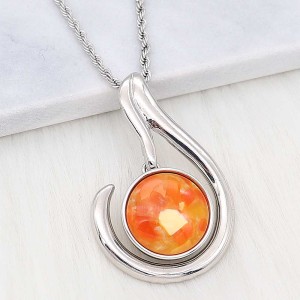 20MM snap Silver Plated With orange Shell charms KC2209 snaps jewerly