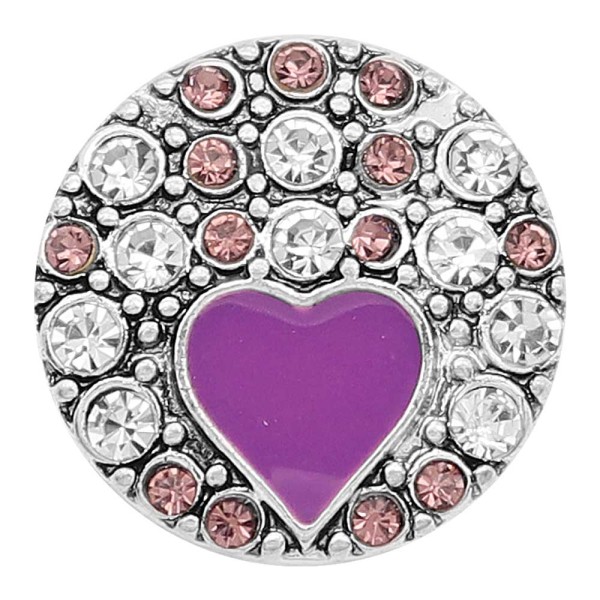 20MM love snap Silver Plated With purple Rhinestone and enamel KC8215 snaps jewerly