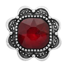 20MM design snap Silver Plated with red Rhinestone charms KC9381 snaps jewerly