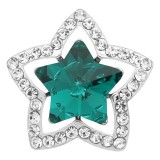 20MM star snap Silver Plated with green Rhinestone charms KC9386 snaps jewerly