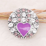 20MM love snap Silver Plated With purple Rhinestone and enamel KC8215 snaps jewerly