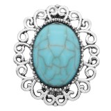 20MM design snap Silver Plated with Cyan Turquoise charms KC9361 