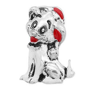 20MM Christmas dog snap Silver Plated with Enamel charms KC9358 snaps jewerly