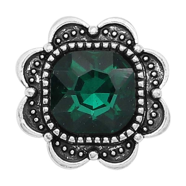 20MM design snap Silver Plated with dark green Rhinestone charms KC9379 snaps jewerly