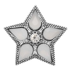 20MM star snap Silver Plated with white Rhinestone charms KC9396 snaps jewerly