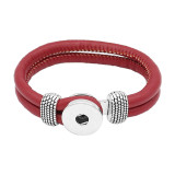 Red Leather Snap bracelets KC0544 fit 20mm snaps chunks 1 button
