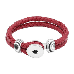 Red Leather Snap bracelets KC0548 fit 20mm snaps chunks 1 button