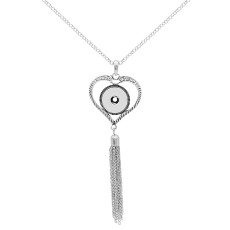 love pendant loveheart Necklace with rhinestones and Tassels 80cm chain KC0486 fit 20MM chunks snaps jewelry