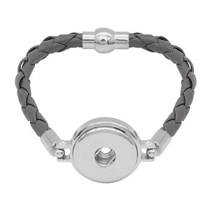 Gray Leather Snap bracelets KC0537  fit 20mm snaps chunks 1 button