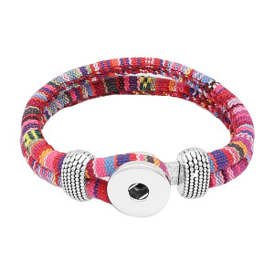 Multicolour cloth Snap bracelets KC0552 fit 20mm snaps chunks 1 button