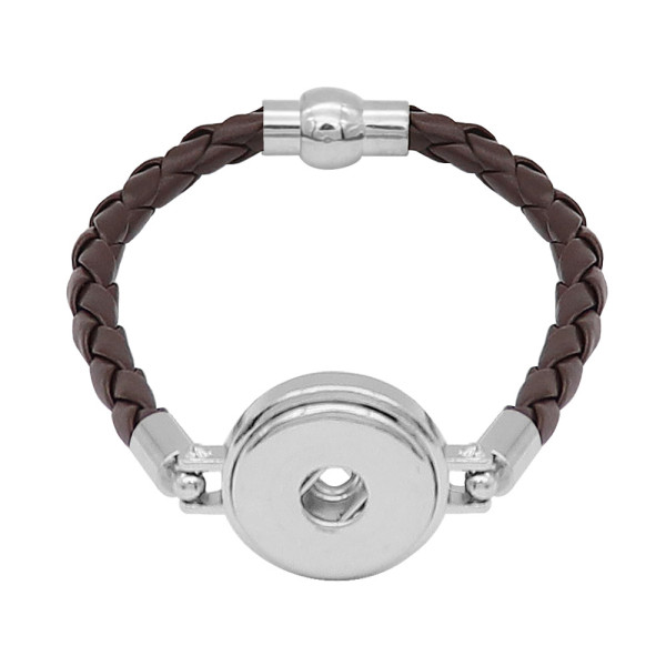 Brown Leather Snap bracelets KC0535  fit 20mm snaps chunks 1 button