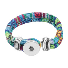 Multicolour cloth Snap bracelets KC0550 fit 20mm snaps chunks 1 button