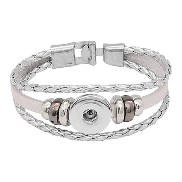 Silver  Leather Snap bracelets KC0531  fit 20mm snaps chunks 1 button