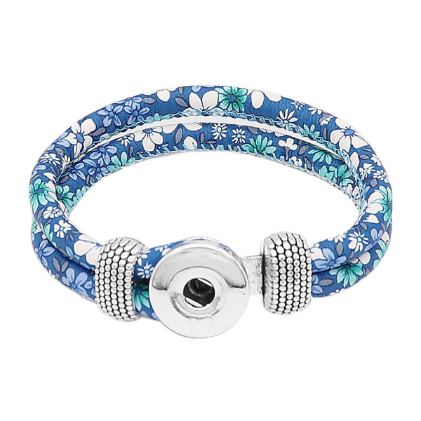 Multicolour blue leather Snap bracelets KC0555 fit 20mm snaps chunks 1 button