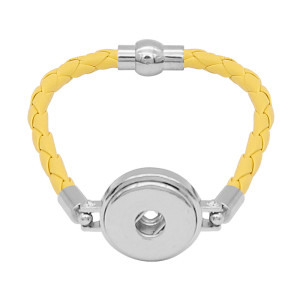 Yellow Leather Snap bracelets KC0541 fit 20mm snaps chunks 1 button