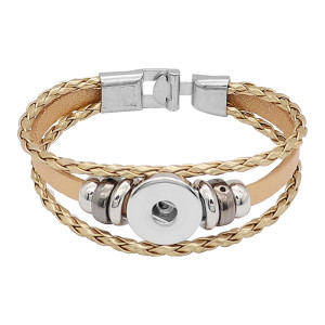 Gold  Leather Snap bracelets KC0532  fit 20mm snaps chunks 1 button
