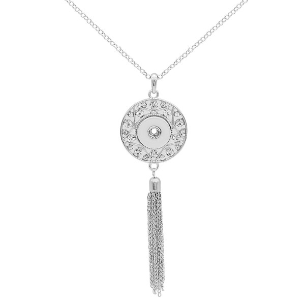 pendant  Necklace with rhinestones and Tassels 80cm chain KC0487 fit 20MM chunks snaps jewelry
