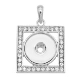 snap sliver Pendant with Rhinestone fit 20MM snaps style jewelry KC0499