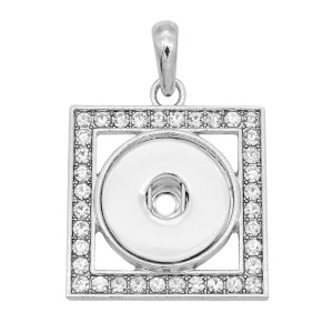 snap sliver Pendant with Rhinestone fit 20MM snaps style jewelry KC0499