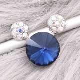 20MM Cartoon snap Silver Plated with Navy Blue Rhinestone charms KC8222 snaps jewerly