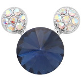 20MM Cartoon snap Silver Plated with Navy Blue Rhinestone charms KC8222 snaps jewerly