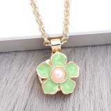 12MM snap gold plated Flowers plated green enamel KS7180-S snaps jewerly