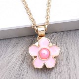 12MM snap gold plated Flowers plated Pink enamel KS7177-S snaps jewerly