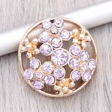 20MM snap gold plated Plated with purple Rhinestone KC8240 snaps jewerly