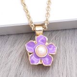 12MM snap gold plated Flowers plated purple enamel KS7179-S snaps jewerly