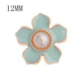 12MM snap gold plated Flowers plated blue enamel KS7178-S snaps jewerly