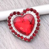 20MM love Valentine's Day design snap Silver Plated with Red rhinestone KC9414
