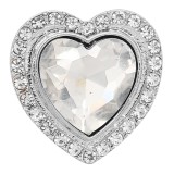 20MM love Valentine's Day design snap Silver Plated with white rhinestone KC9413
