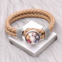 20MM round snap Silver Plated with Pearl KC2212  multicolor