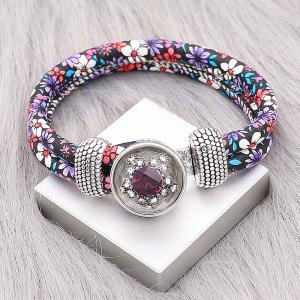 20MM  design snap Silver Plated with red Rhinestone KC2223