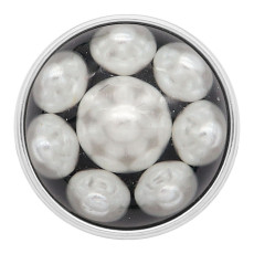 20MM round snap Silver Plated with white Pearl KC2213