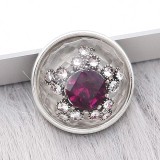 20MM  design snap Silver Plated with red Rhinestone KC2223