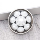 20MM round snap Silver Plated with white Pearl KC2213