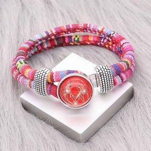 20MM red design snap Silver Plated with thread and Pearl KC2216