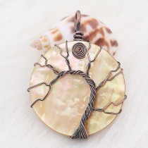 Natural shell Tree of life copper Pendant of necklace