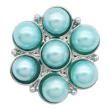 20MM snap silver Plated with Blue Pearl KC8243