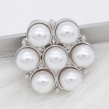 20MM snap silver Plated with white Pearl KC8244 