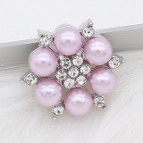 20MM snap silver Plated with purple Pearl and Rhinestone KC8255 
