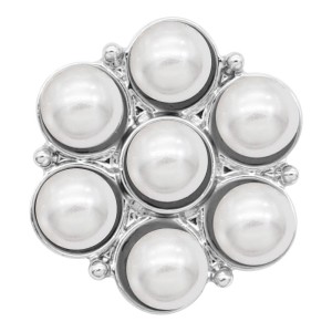 20MM snap silver Plated with white Pearl KC8244 