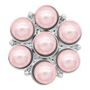 20MM snap silver Plated with Pink Pearl KC8246 