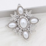 20MM snap silver Plated with White Pearl KC8259 