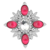 20MM snap silver Plated with Red Rhinestone KC8261 