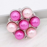 20MM snap silver Plated with rose-red Pearl KC8247