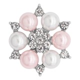 20MM snap silver Plated with Pink Pearl and Rhinestone KC8253 