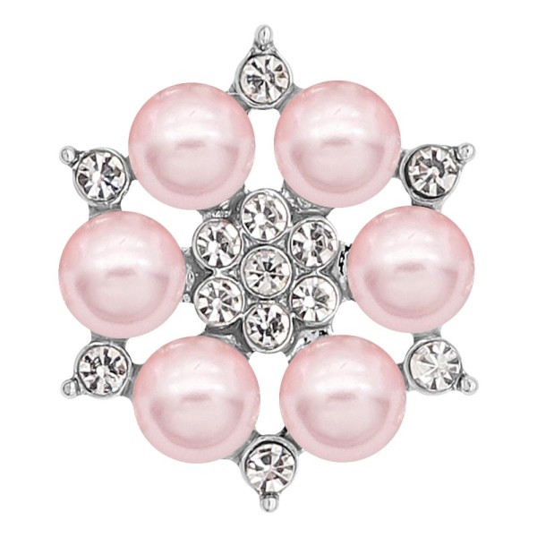 20MM snap silver Plated with Pink Pearl and Rhinestone KC8254 